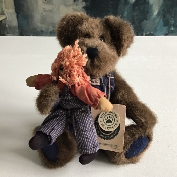 Adorable Boyds Bears Simon Beanster And Andy - Brown Plush Teddy with His Doll - Picture 11 of 13